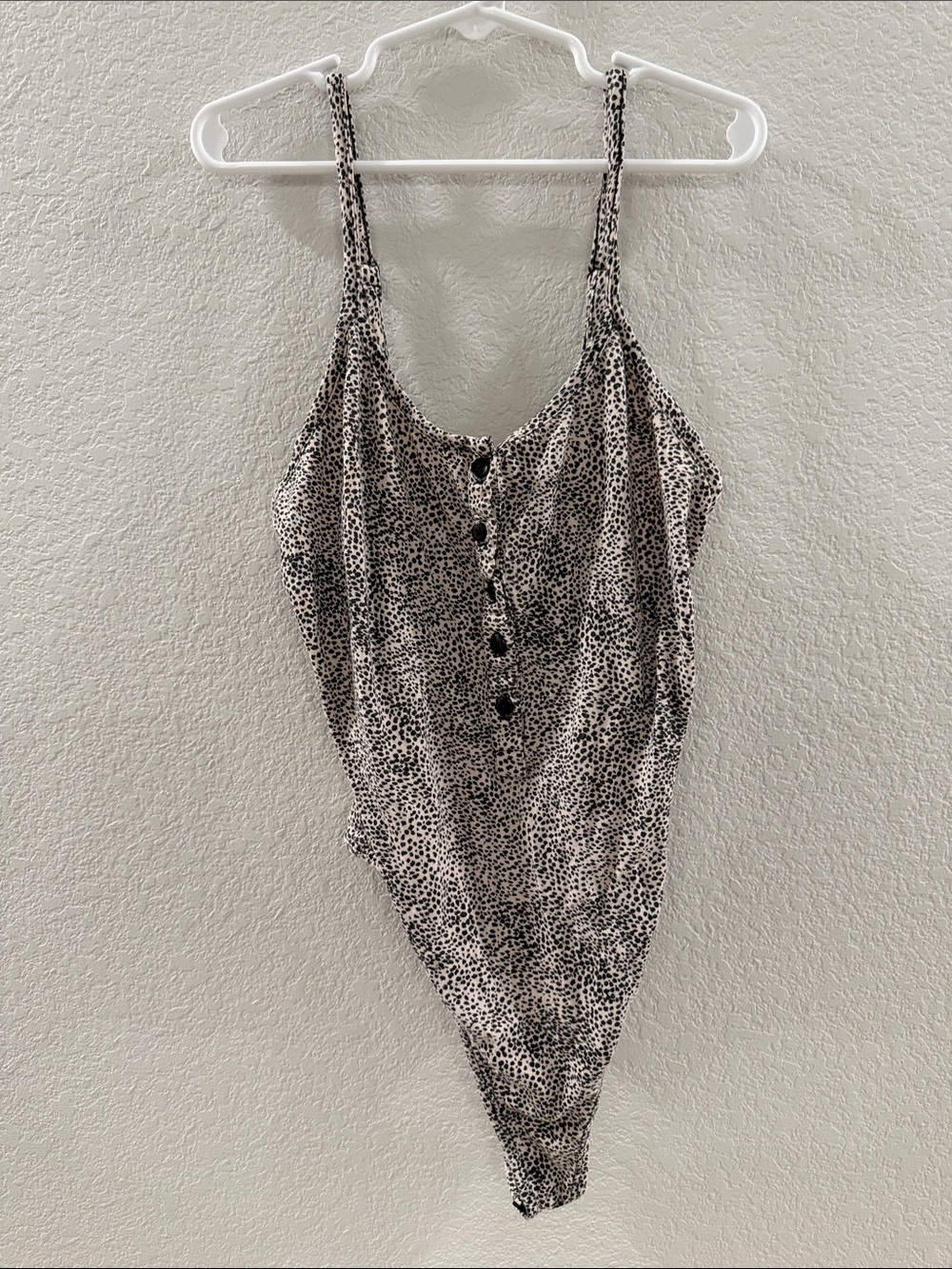 Amuse Society Animal Print Bodysuit with Button Detail and adjustable straps